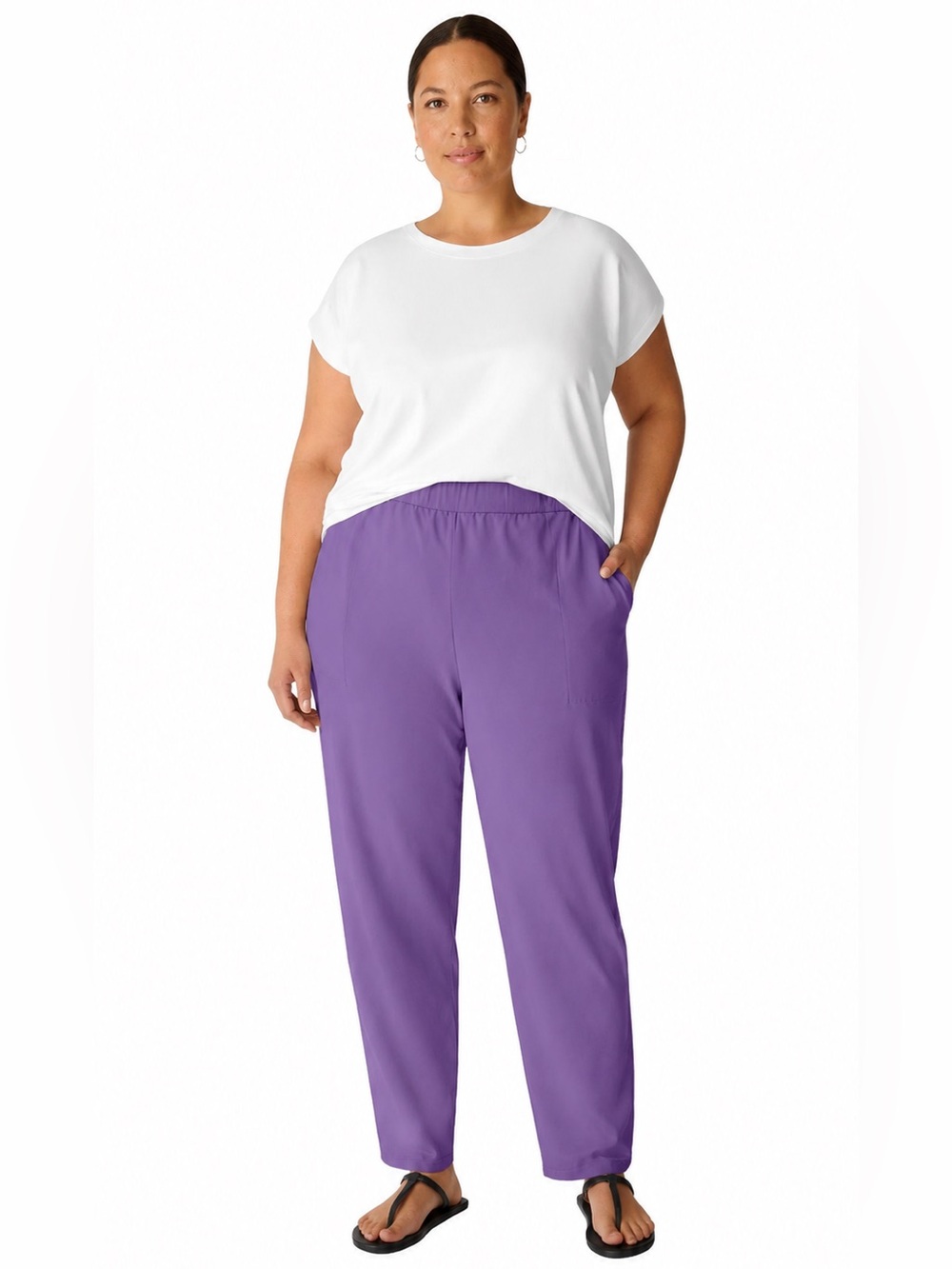 Eileen Fischer High Waist Slim Ankle Pant In Purple Size Large